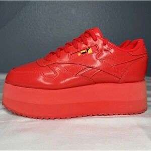 Reebok Women 8.5 Gigi Hadid Platform Leather Sneaker Neon Red DV5389 Lifestyle